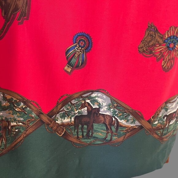 Vintage NWT Susan Bristol Equestrian Horse Print Pockets Red Maxi Skirt Size 4 - Picture 8 of 12